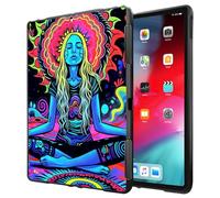 Case for iPad 10.2 inch iPad 9th/ 8th/ 7th Generation (2021/2020/2019) Ultra-Thin Slim Lightweight Shockproof Black TPU Silicone Protective Back Shell Cover for Kids Women,Girls Meditate