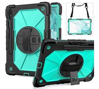 Case for iPad 10.9 Inch Air 4 2020, Heavy Duty Shockproof Case with 360 Degree Rotating Stand / Hand Strap / Shoulder Strap, Water Black