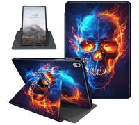 Case for iPad 10th Generation 10.9 inch 2022, 360 Degree Rotating Folio PU Leather Stand Smart Cover for iPad 10th Gen 2022, with Auto Sleep/Wake, Fire Skull