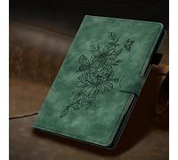 Case for iPad 10th Generation 10.9 inch 2022,Embossed Flower PU Leather Stand Smart Cover Case for iPad 10th Gen 2022 with Auto Wake/Sleep Smart Shell with Pencil Holder,Green