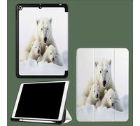 Case for iPad 10th Generation 10.9 inch 2022, Soft TPU Back Cover, Trifold Stand for 10th Gen with Pencil Holder, Auto Wake/Sleep White Polar Bear Animal-White