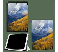 Case for iPad 10th Generation 10.9 inch 2022, Soft TPU Back Cover, Trifold Stand for 10th Gen with Pencil Holder, Auto Wake/Sleep Snow Mountain Nature Yellow Forest-Yellow