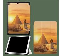 Case for iPad 10th Generation 10.9 inch 2022, Soft TPU Back Cover, Trifold Stand for 10th Gen with Pencil Holder, Auto Wake/Sleep Egypt Pyramids Sunset Desert-Yellow