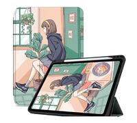 Case for iPad 10th Generation 10.9 Inch Smart Trifold Stand Case With Pencil Holder Smart Cover for iPad 10th Gen Cases 2022 A2696 A2757, Auto Wake Sleep - The girl in front of the window