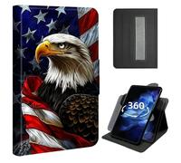 Case for iPad 10th Generation 2022 10.9" & iPad 11th Generation 11" (A16) 2025,360° Rotating Stand Case with Hand Strap, Shockproof Protective Cover with Auto Sleep/Wake,Eagle Holding American Flag