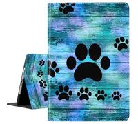 Case for iPad 10th Generation 2022 iPad 10.9 Inch Protective, Folding Shock-Proof Tape Auto Wake/Sleep and Honeycomb Mesh Pad, Leather, Retro Black Dog Paw Prints