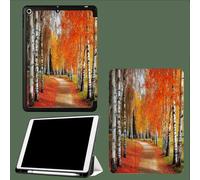 Case for iPad 10th Generation 2022, Slim Stand Cover for iPad 10.9 inch, Auto Wake/Sleep Smart Trifold Back Shell Autumn Forest Fallen Leaves Birch Forest