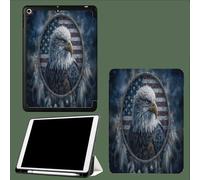 Case For iPad 10th Generation Case 2022,10.9 inch with Pencil Holder, Bald Eagle National Flag Native American Protective Cover with Trifold Stand for iPad 10th, Auto Wake/Sleep-Blue