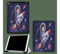 Case For iPad 10th Generation Case 2022,10.9 inch with Pencil Holder, Cartoon Astronaut Universe Illustration Protective Cover with Trifold Stand for iPad 10th, Auto Wake/Sleep-Blue
