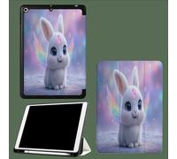 Case For iPad 10th Generation Case 2022,10.9 inch with Pencil Holder, Cute Gemstone Rabbit Fairy Tales Animals Protective Cover with Trifold Stand for iPad 10th, Auto Wake/Sleep-Blue