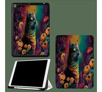 Case For iPad 10th Generation Case 2022,10.9 inch with Pencil Holder,Daisy Dream Cat Countryside Flowers Animals Protective Cover with Trifold Stand for iPad 10th,Auto Wake/Sleep-Purple