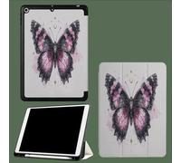 Case For iPad 10th Generation Case 2022,10.9 inch with Pencil Holder, Exquisite Butterflies Watercolor Illustration Protective Cover with Trifold Stand for iPad 10th, Auto Wake/Sleep-Grey