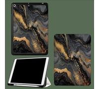 Case For iPad 10th Generation Case 2022,10.9 inch with Pencil Holder, Marble Golden Mountains Protective Cover with Trifold Stand for iPad 10th, Auto Wake/Sleep-Black