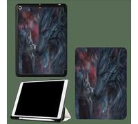 Case For iPad 10th Generation Case 2022,10.9 inch with Pencil Holder, Mysterious Wolf Dragon Fantasy Animals Protective Cover with Trifold Stand for iPad 10th, Auto Wake/Sleep-Grey