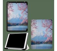 Case For iPad 10th Generation Case 2022,10.9 inch with Pencil Holder, Snow Mountain Wind Color Cherry Blossoms Protective Cover with Trifold Stand for iPad 10th, Auto Wake/Sleep-Blue