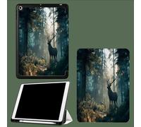 Case For iPad 10th Generation Case 2022,10.9 inch with Pencil Holder, Stag Ancient Forest Movies Plants Protective Cover with Trifold Stand for iPad 10th, Auto Wake/Sleep-Green