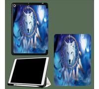 Case For iPad 10th Generation Case 2022, iPad 10.9 inch Protective Cases with Pencil Holder, Trifold Stand,Auto Wake/Sleep Starry Sky Wolf Animals Dream Catcher