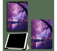 Case for iPad 10th Generation Case 2022, Slim Tri-fold Stand Cover for iPad 10.9 inch, Auto Wake/Sleep Smart Shell with Soft Back City Landscape Cherry Blossom Tree