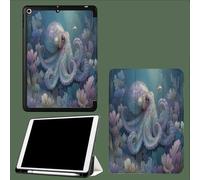 Case for iPad 10th Generation Case with Pen Holder 2022,Soft Silicone Protective Cover for 10.9 inch,Auto Sleep/Wake,Two Folding Angles Octopus On The Seabed Realistic Depiction Of Marine Life-Blue
