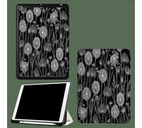 Case for iPad 10th Generation Case with Pen Holder 2022, Soft Silicone Protective Cover for 10.9 inch, Auto Sleep/Wake, Two Folding Angles Lines Plants Simple Dandelion-Black