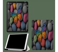Case for iPad 10th Generation Case with Pen Holder 2022, Soft Silicone Protective Cover for 10.9 inch, Auto Sleep/Wake, Two Folding Angles Colorful Butterflies Dream Insects-Grey