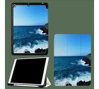 Case for iPad 10th Generation Case with Pen Holder 2022,Soft Silicone Protective Cover for 10.9 inch,Auto Sleep/Wake,Two Folding Angles Waves Rocks Nature Waves-Blue