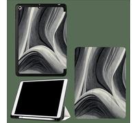 Case for iPad 10th Generation Case with Pen Holder 2022, Soft Silicone Protective Cover for 10.9 inch, Auto Sleep/Wake, Two Folding Angles Gray Lines Abstract Curves-Black