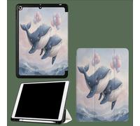 Case for iPad 10th Generation Case with Pen Holder 2022, Soft Silicone Protective Cover for 10.9 inch, Auto Sleep/Wake, Two Folding Angles Flying Whale Fairy Tales Fantasy Animals-Blue
