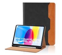 Case for iPad 11th Generation 11 Inch 2025 (A16) / iPad 10th Generation 2022 10, 9 Inch PU Leather Smart Cover with Pocket & Pencil Holder, Auto Wake/Sleep Multi-Angle Viewing Stand Cover -Black