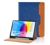 Case for iPad 11th Generation 11 Inch 2025 (A16) / iPad 10th Generation 2022 10, 9 Inch PU Leather Smart Cover with Pocket & Pencil Holder, Auto Wake/Sleep Multi-Angle Viewing Stand Cover -Blue