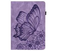 Case for iPad 6th 2018/iPad 5th 2017/iPad Pro 2016/iPad Air 2 9.7 Inch, Butterfly Pattern Leather Smart Cover Shockproof with Stand View Card Slots Pen Holder Auto Sleep/Wake Tablet Case, Purple
