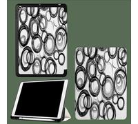 Case for iPad 6th/5th Gen (2018,2017), 9.7 Inch Shockproof soft Shell Cover with Pencil Holder,Ultra Slim Standing Cover, with Auto Wake/Sleep Hand Drawn Circle Geometry-Black