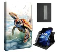 Case for iPad 6th/5th Generation (9.7 inch, 2018/2017),360 Rotating Stand with Hand Strap, Shockproof Rugged Protective Folio Cover,Watercolor Sea Turtle
