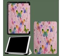 Case for iPad 6th Generation 2018/for iPad 5th Gen 2017 9.7 Inch with Pencil Holder, Slim Lightweight Smart Trifold Stand Protective Cover with Auto Sleep/Wake,Colorful Butterfly Plants