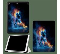 Case for iPad 6th Generation 2018/for iPad 5th Gen 2017 9.7 Inch with Pencil Holder, Slim Lightweight Smart Trifold Stand Protective Cover with Auto Sleep/Wake,Ice Hockey Player Flame