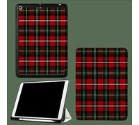 Case for iPad 6th Generation 2018/for iPad 5th Gen 2017 9.7 Inch with Pencil Holder, Slim Lightweight Smart Trifold Stand Protective Cover with Auto Sleep/Wake,Red Green Checkered