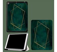 Case for iPad 6th Generation 2018/for iPad 5th Gen 2017 9.7 Inch with Pencil Holder, Slim Lightweight Smart Trifold Stand Protective Cover with Auto Sleep/Wake,Geometric Border