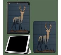 Case for iPad 6th Generation 2018/for iPad 5th Gen 2017 9.7 Inch with Pencil Holder, Slim Lightweight Smart Trifold Stand Protective Cover with Auto Sleep/Wake,Deer Silhouette Wood Grain