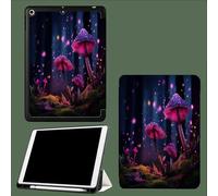 Case for iPad 6th Generation 2018/for iPad 5th Gen 2017 9.7 Inch with Pencil Holder, Slim Lightweight Smart Trifold Stand Protective Cover with Auto Sleep/Wake,Mushrooms Fireflies