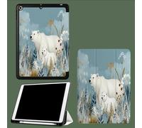 Case for iPad 6th Generation 2018/for iPad 5th Gen 2017 9.7 Inch with Pencil Holder, Slim Lightweight Smart Trifold Stand Protective Cover with Auto Sleep/Wake,White Bear Wild Grass