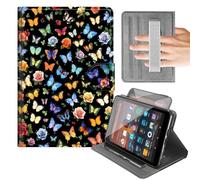 Case for iPad 9.7 Inch iPad 6th/5th Generation 2018 2017 Cover with Built-in Hand Strap,360° Rotating Vertical Stand,Protective Shell with Auto Wake/Sleep,Neon Butterfly Garden