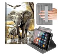 Case for iPad 9.7 Inch iPad 6th/5th Generation 2018 2017 Cover with Built-in Hand Strap,360° Rotating Vertical Stand,Protective Shell with Auto Wake/Sleep,Elephant Herd Family