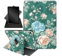 Case for iPad 9.7 Inch iPad 6th/5th Generation 2018 2017(Model: A1893 A1954 A1822 A1823), 360 Degree Rotating Stand Smart Protective Cover Case for iPad 9.7 Inch 2018/2017, Blue Teal Green Flower