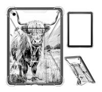Case for iPad 9.7 Inch iPad 6th/5th Generation 2018 2017(Model: A1893 A1954 A1822 A1823),Clear TPU Shockproof Stand Bumper Back Cover Transparent Case,Highland Cow on Isle of