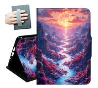 Case for iPad 9.7 Inch iPad 6th/5th Generation 2018 2017(Model: A1893 A1954 A1822 A1823),with Hand Straps and Auto Wake/Sleep Leather Multiple Angles Stand Smart Cover,Sunset Landscape Mountain