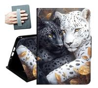 Case for iPad 9.7 Inch iPad 6th/5th Generation 2018 2017(Model: A1893 A1954 A1822 A1823),with Hand Straps and Auto Wake/Sleep Leather Multiple Angles Stand Smart Cover,Cute Black White Leopard