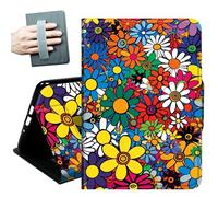 Case for iPad 9.7 Inch iPad 6th/5th Generation 2018 2017(Model: A1893 A1954 A1822 A1823),with Hand Straps and Auto Wake/Sleep Leather Multiple Angles Stand Smart Cover,Red Flowers
