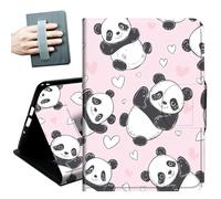 Case for iPad 9.7 Inch iPad 6th/5th Generation 2018 2017(Model: A1893 A1954 A1822 A1823),with Hand Straps and Auto Wake/Sleep Leather Multiple Angles Stand Smart Cover,Cute Black White Panda