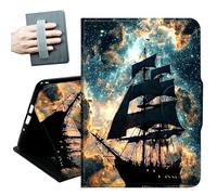 Case for iPad 9.7 Inch iPad 6th/5th Generation 2018 2017(Model: A1893 A1954 A1822 A1823),with Hand Straps and Auto Wake/Sleep Leather Multiple Angles Stand Smart Cover,Starry Night Sky Ship