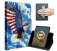 Case for iPad 9.7 Inch iPad 6th/5th Generation 2018 2017 Slim PU Leather 360 Degree Rotating Multiple Viewing Angles Stand Cover with Hand Strap Auto Wake/Sleep Magnetic Clasp,Eagle American Flag Sky